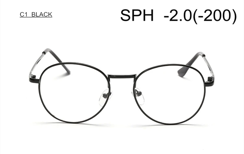 SUMONDY диоптрий SPH-1,0 до-4,0 очки для близорукости для мужчин и женщин металлическая оправа Очки для близоруких очки по рецепту UF18 - Цвет оправы: C1 (-2.0)