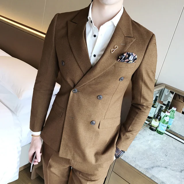 Buy Groom Suit Solid Color Double