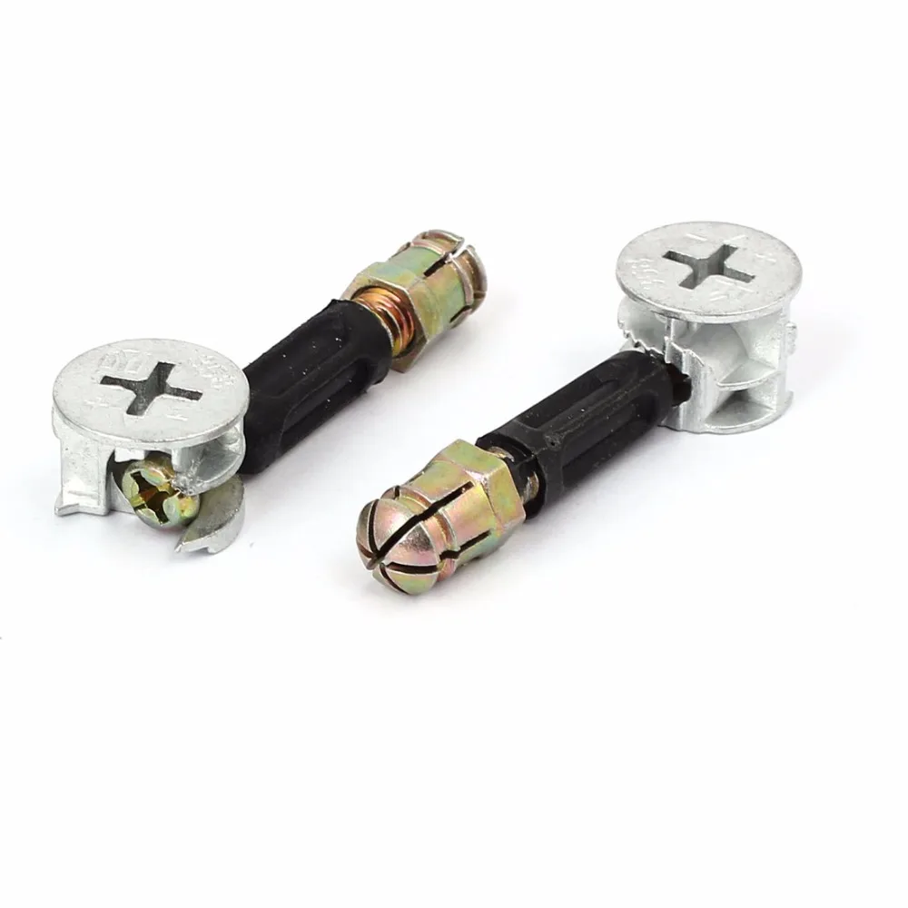Uxcell High Quality 20 Sets M6x35mm Furniture Cabinet Fixing Screw Locking Cam Bolt Pre-inserted Nut Fitting Metal Plastic Alloy