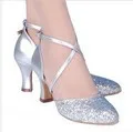 Koovan/Обувь для танцев новая модная обувь для танцев женская обувь Туфли-лодочки на высоком каблуке, с украшением, Серебряные; золотые натуральная кожа Резиновый Каблук 3,5 5,5 6,5 см - Цвет: silver 35mm