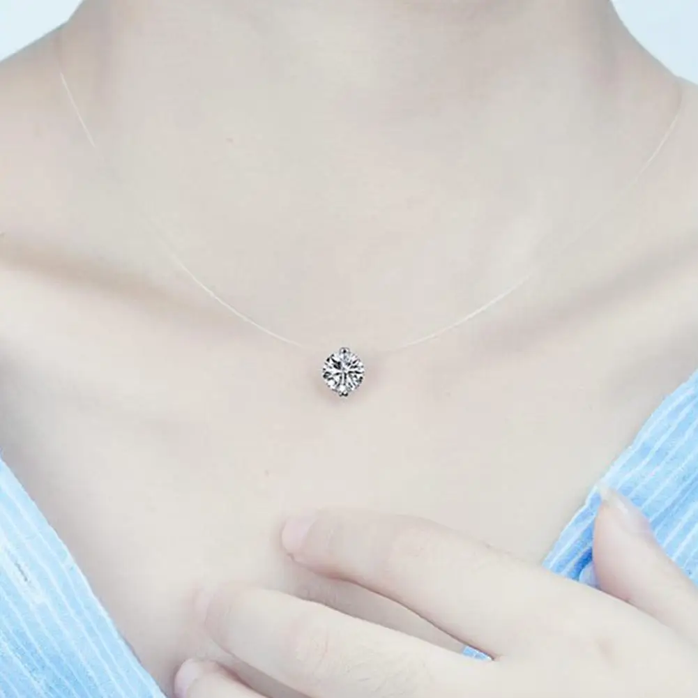 

Hot Fashion Shiny Rhinestone Pendant Clear Chain Necklace Women Jewelry Gift