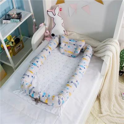 Плоская голова ребенка подушка хлопок складной Sleeper Портативный детская кровать мягкие новорожденных детские кроватки Спящая постельные принадлежности сна позиционер 0- 24 м - Цвет: Бургундия