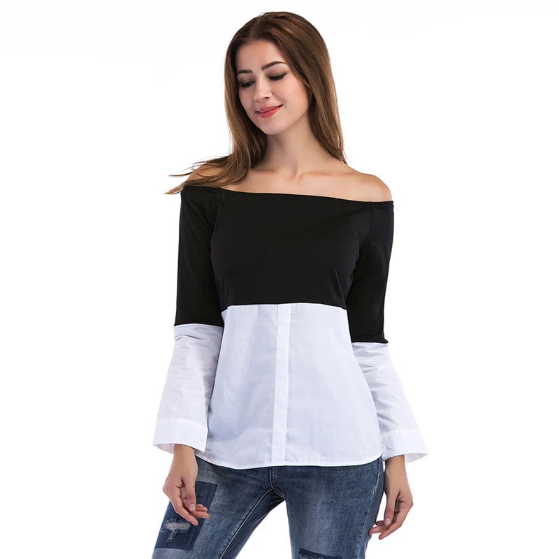 2018 Spring New High Quality Women's T shirt Fashion Black And White