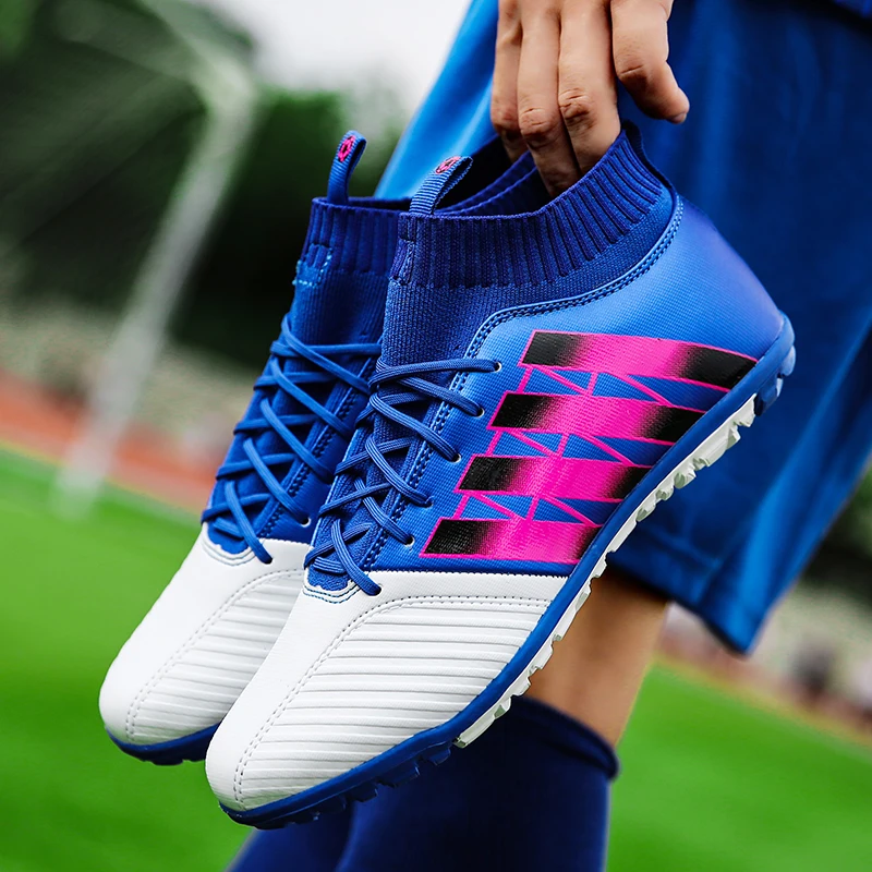 

Men Football Boots High Ankle TF Kids Soccer Shoes Children Indoor Futsal Hard Wearing Boy Sock Cleats EUR 33-44 Wholesale