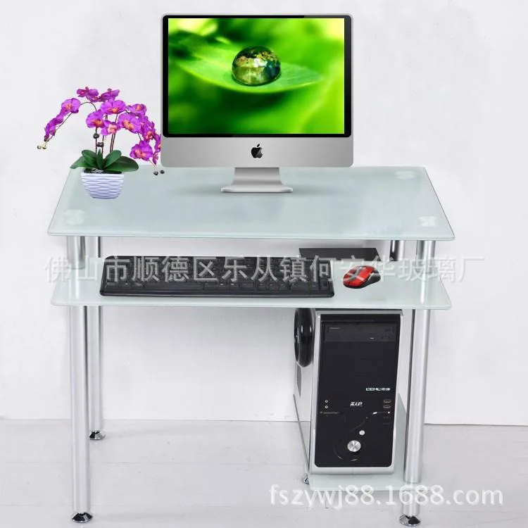 Qh 654 Glass Desktop Home Computer Desk Corner Computer Desk Glass