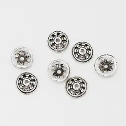 7 мм тибетское серебро цветок сплав конце шапочки для ювелирных изделий Craft DIY, 100 шт./партия-10042460