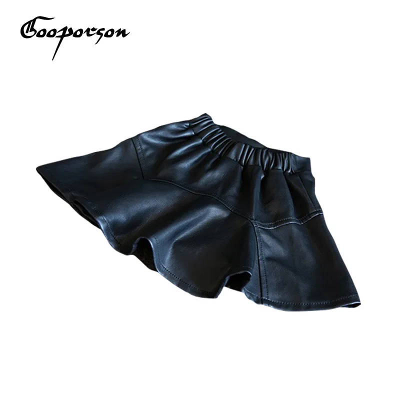 New Brand Girls Faux Leather Black Skirt Baby Kids Basic Autumn Spring