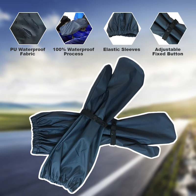 QIAN RAINPROOF New Long PU Waterproof Material Motorcycle Electric Bicycle Raincoat Accessories Windproof Rain Gloves Hot Sale