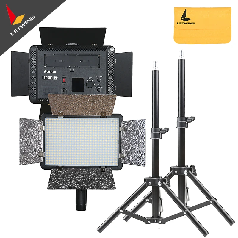 US $383.35 2x Godox LED500LR 3300K5600K Video Light W Reflectors80cm 14 Screw Light Stand For Photography