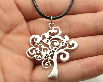 

WYSIWYG Fashion 3 Colors Antique Gold, Antique Bronze, Antique Silver Color Tree Pendant Leather Chain Necklace Dropshipping