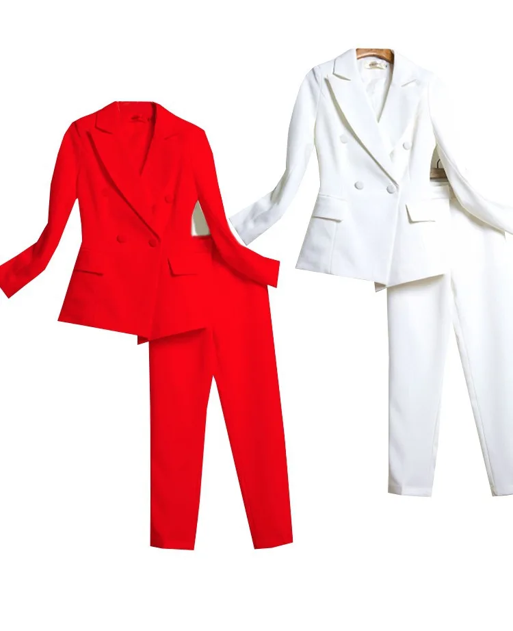 

LMCAVASUN Spring Korean Professional Slim Pant Suits Suit Temperament Suit Jacket 2 Pieces Set Female Wear to Business Suits