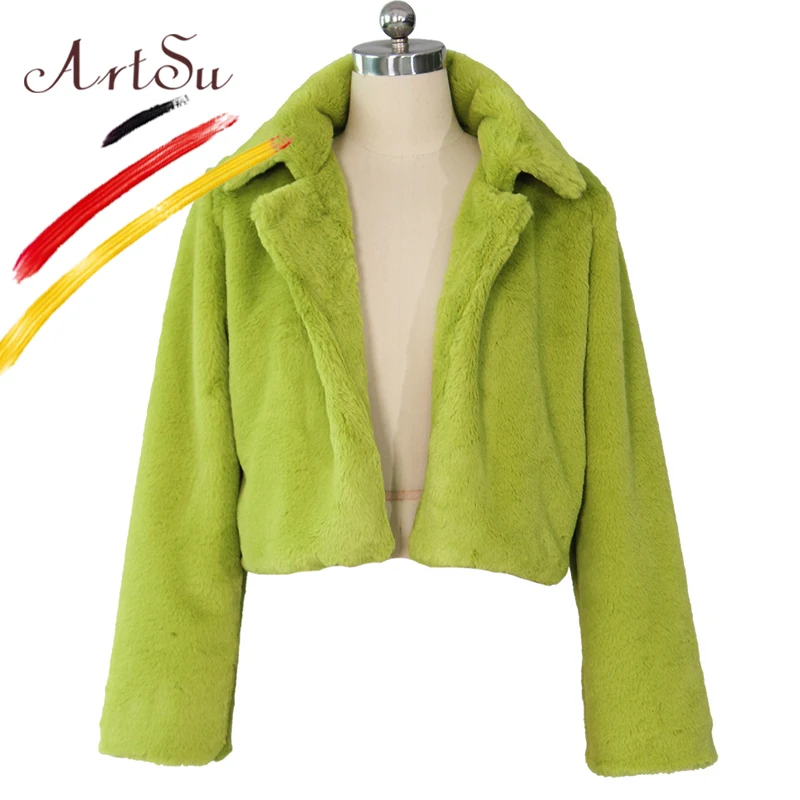 Арцу модные вечерние пальто из искусственного меха женское белое зеленое бордовое синее элегантное мохнатое зимнее меховое пальто куртка размера плюс короткое пальто