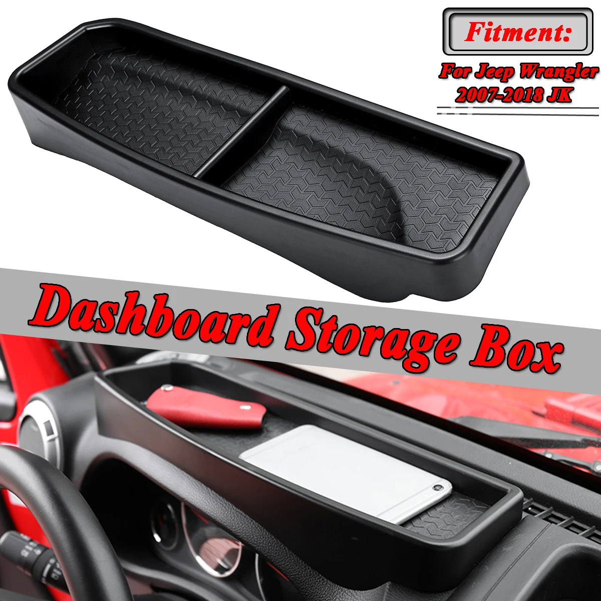 

Auto Car Front Dashboard Dash Phone Storage Box Cover Container Organizer For Jeep For Wrangler 2007-2018 JK ABS Stowing Tidying