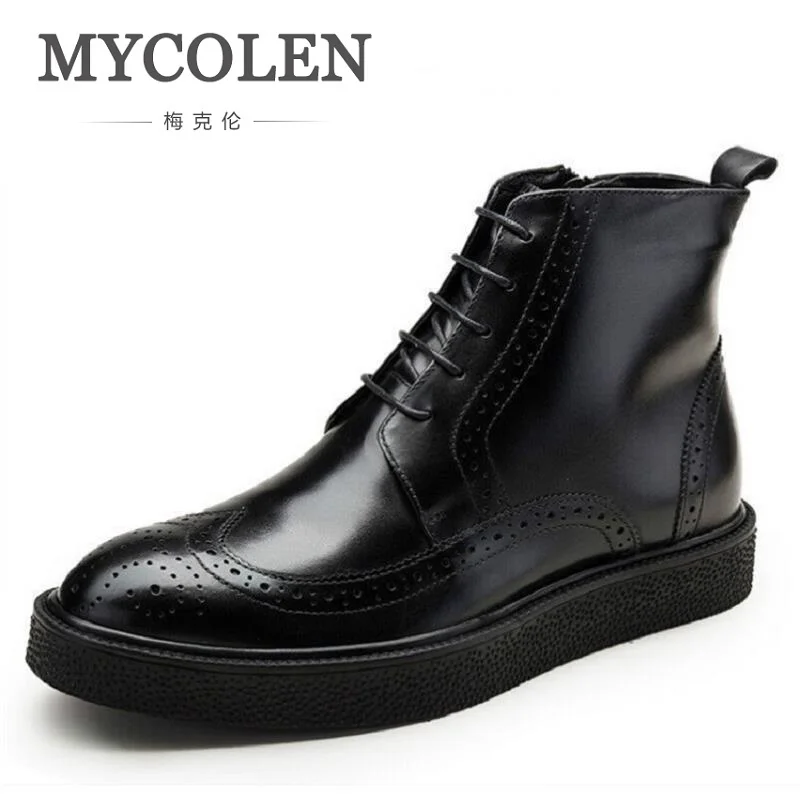 

MYCOLEN Handmade Cow Leather Boots Men Winter Shoes Luxury Designer Footwear High Quality Autumn Ankle Adult Men Boots