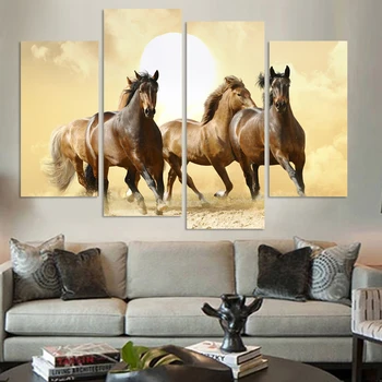 

Paintings Cuadros Decoracion 2016 Newly Designed Home Wall Decoration 4panel Modern Horse Canvas Painting Art Pictures Unframed