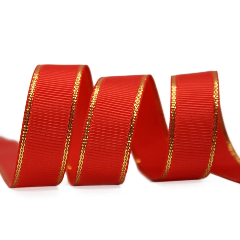 YAMA золото металлик Край Grosgrain лента 6 мм 9 мм 16 мм 25 мм 38 мм широкая цена 100 ярдов Diy для украшения подарочных упаковок свадебные ремесла - Цвет: poppy red 235
