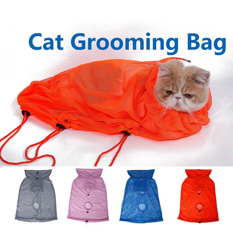 Multifunction Breathable Nylon Cat Grooming Bag Anti Bite Cat Washing
