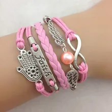 1 шт. бесконечно ручная работа браслет. металл очарование, воск шнур, кожаный браслет, модный драгоценный браслет 3869