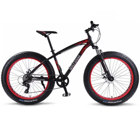 Wolf's fang, горный велосипед bmx, 8 скоростей, Fat Bike, mtb, шоссейные велосипеды, 26*4,0, зимние велосипеды - Цвет: Black red