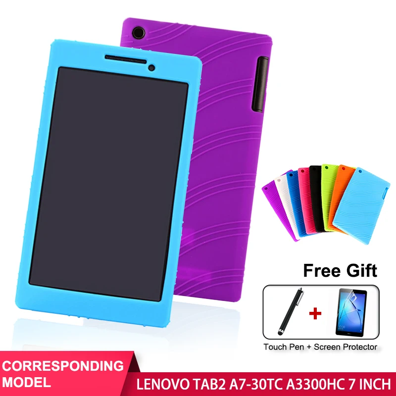 

SZOXBY For Lenovo Tab2 A7-30TC Silicone Case A3300hc Case Cover Soft Shell Shockproof Back Child Silicone Cover Stand Case