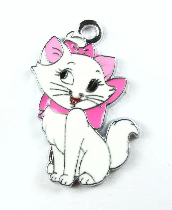 

Free shipping 50 X pink Shy Marie Cat Metal Zinc Alloy Enamel Charms Pendants Jewelry Crafts Making DIY