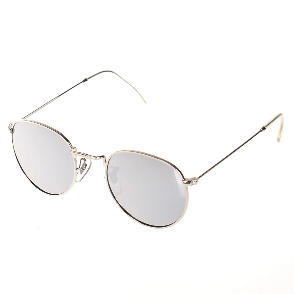 Новые солнцезащитные очки "кошачий глаз" Винтажная, брендовая, дизайнерская зеркало из розового золота солнцезащитные очки для Для женщин, металлические отражающие солнцезащитные очки с плоскими линзами - Цвет оправы: Серебристый