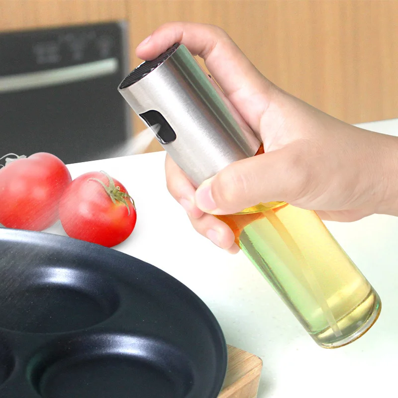1pc Stainless Steel Oil Spray Cooking Fine Mist Olive Pump Spray Bottle