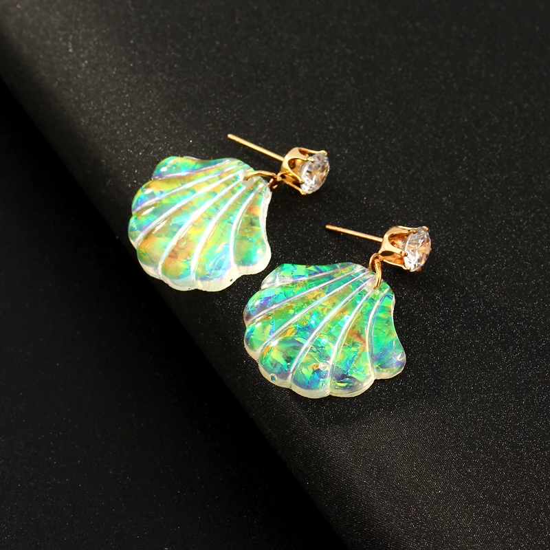 

Dayoff Boho Korea Colorful Shell Dangle Earrings For Woman Jewelry Rhinestone Earrings Unique Rainbow Color Drop Earrings E199