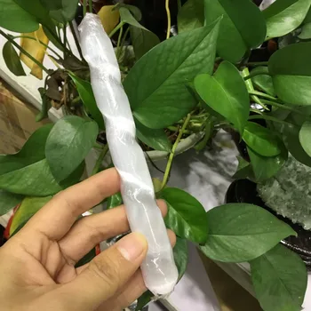 

Natural raw white gypsum stone selenite stick healing stone