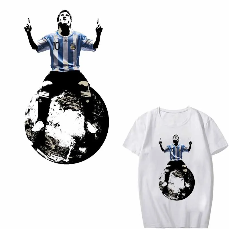 

Iron on Transfer Messi Patches for Clothing DIY T-shirt Applique Heat Transfer Vinyl Stickers Stripes on Clothes Thermal Press