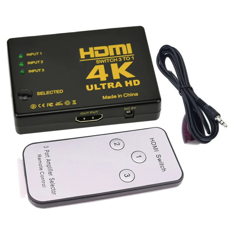 Full HD 1080p видео HDMI сплиттер переключатель 3 входа 1 выход HDMI коммутатор для xbox 360 PS4 Smart Android HDTV 4K HDMI адаптер - Цвет: Красный