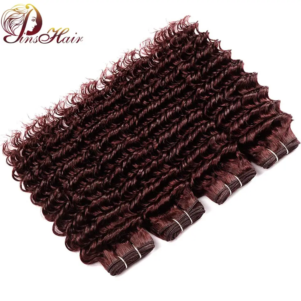 Us 68 38 53 Off Pinshair Burgundy Bundles Dark Red Malaysian Deep Wave Hair 4 Bundles Deals 100 Human Hair Weave Extensions Non Remy Can Be Dye In