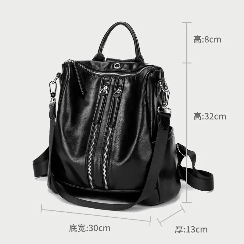 Женский рюкзак из овечьей кожи, дизайн, модный женский рюкзак из натуральной кожи, мягкая школьная сумка на плечо, маленькая дорожная сумка, Mochila Feminina - Цвет: black