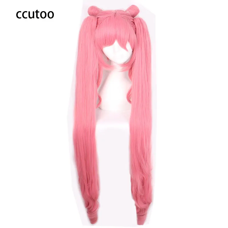 

ccutoo 120cm Super Long Sailor Moon Sailor Chibi Chibiusa Synthetic Curly Cosplay Wig With Chip Ponytails Heat Resistance Fiber