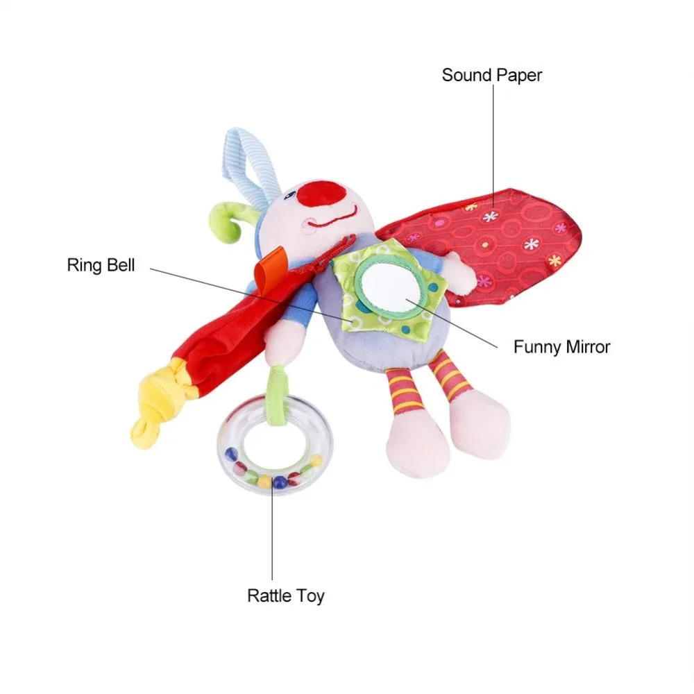 Детская тканевая игрушка-погремушка с кубиком-муфтой, многофункциональные детские развивающие игрушки, музыкальная красочная игрушка для коляски, плюшевая игрушка для игры