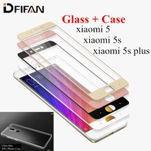 DFIFAN GLASS+CASE 3D Full Cover For Xiaomi 5s Plus Tempered Glass xiaomi 5 Mi5 Mi5s 9H Film Screen Protector TPU Bag Phone Case