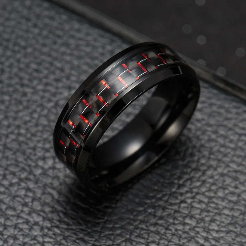 Titanium Steel Carbon Fiber Rings Mens Jewelry