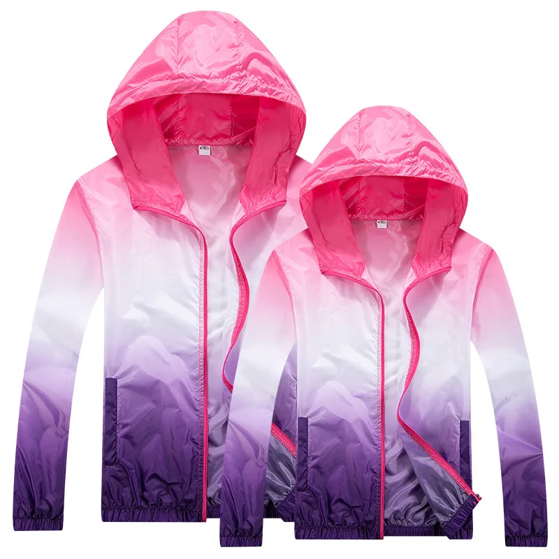 

New Gradient Color Men&Women Quick Dry Skin Waterproof Anti-UV Coats Outdoor Sports Clothing Camping Hiking Male&Female Jacket