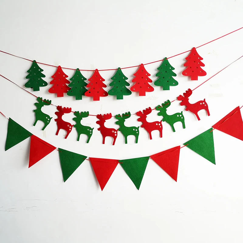 1 Set Merry Christmas Banner Christmas Tree Decoration Flags Hanging ...