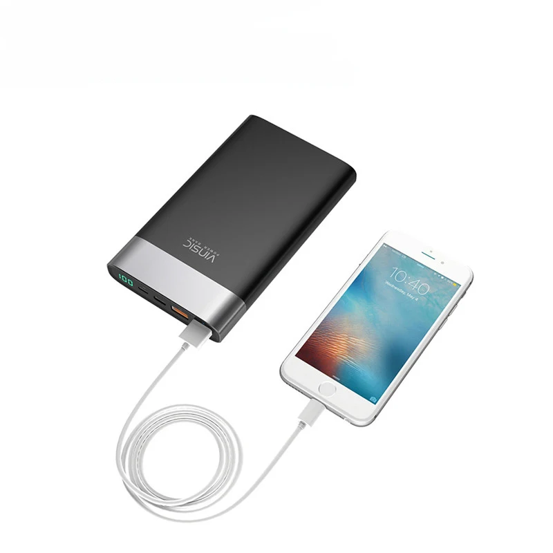VINSIC Upscale 20000 mAh Power Bank QC3.0 Quick Charging Dual USB Iutput and Type-C Output Mobile Poverbank USB Battery Charger