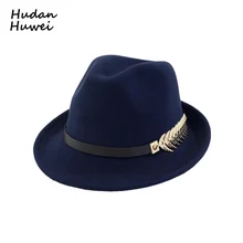 Европейский Американский рулон короткий край шерсть фетровая шляпа Федора для мужчин женщин тренд унисекс мягкая фетровая шляпа в джазовом стиле шляпа с поясом металлические шляпы для мужчин