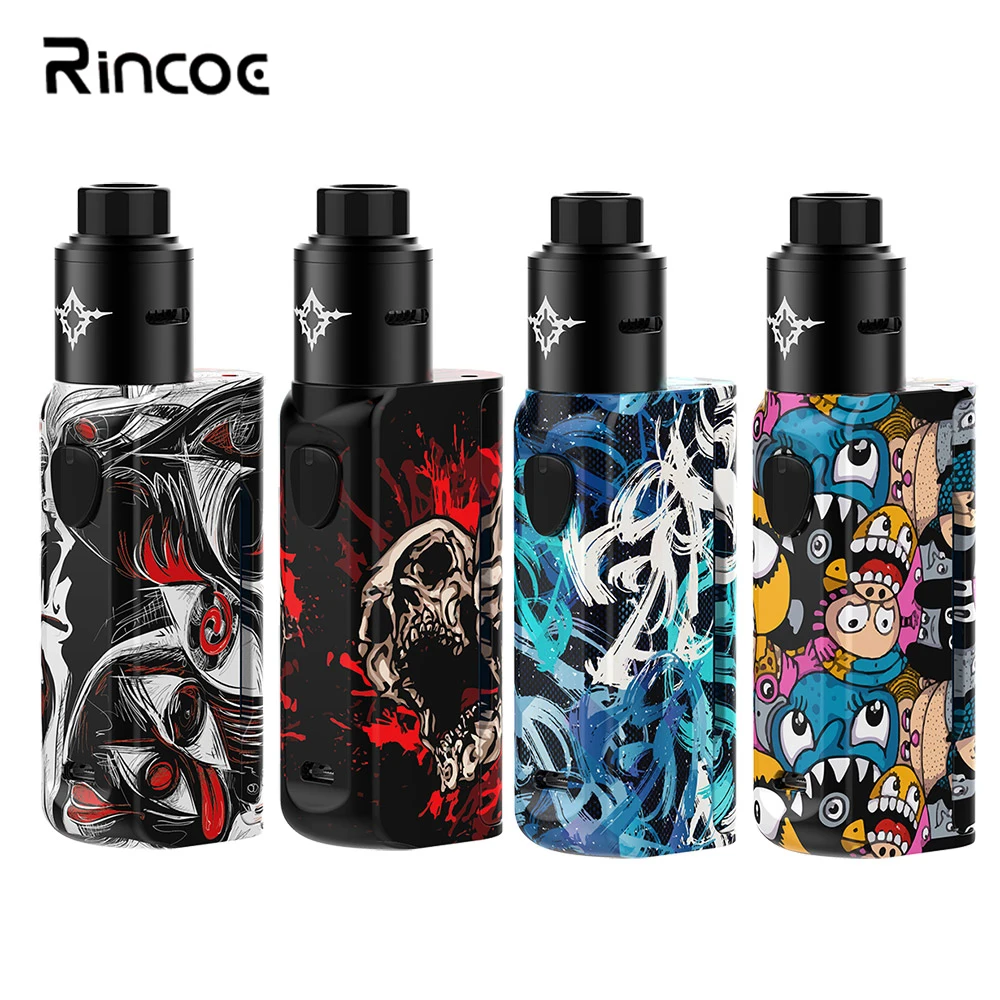 

Electronic Cigarette Original Rincoe Manto mini RDA 90W Box Mod with Metis RDA 24mm Colorful Vape Kit powered by Single 18650