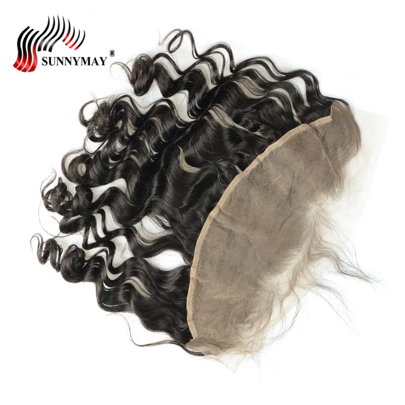 Sunnymay Swiss Lace Frontal Closure Loose Deep Wave Brazilian Virgin Hair Pre Plucked Bleached Knots 13x4 Lace Frontal