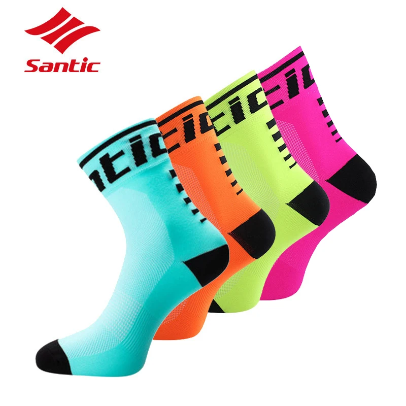 Meias de Basquete Meias de Bicicleta Santic Respirável Náilon Ciclismo Meias Anti-suor Caminhadas Correndo Homens Calcetines Pés