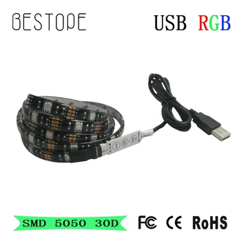 

5050 RGB USB LED Strip TV Background Lighting Kit Cuttable with 3Key RF Controller 1M/2M Set,Waterproof or Non waterproof