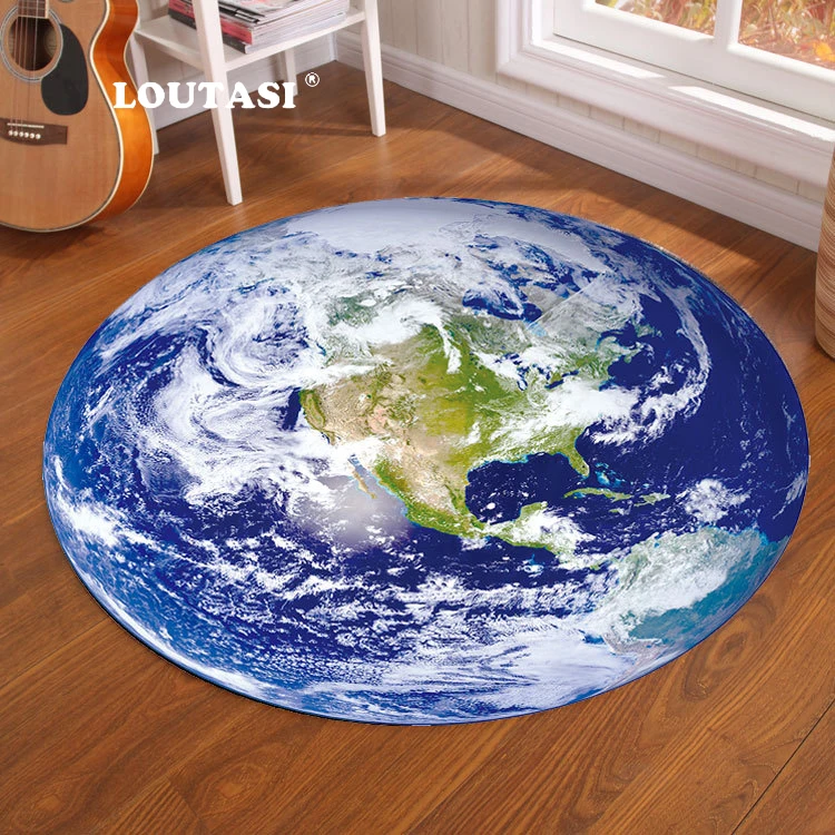LOUTASI круглый ковер 3D принт земли планеты мягкие ковры Противоскользящие коврики компьютерная Подушка для стула коврики для детской комнаты домашний декор