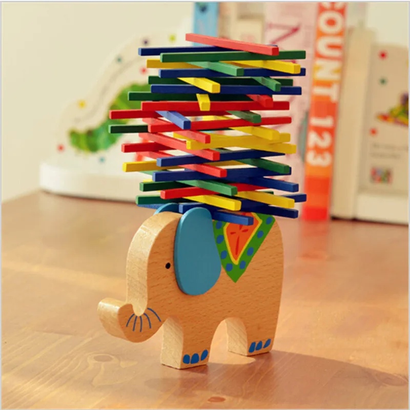 Детские игрушки Обучающие Слон/верблюд балансирующие блоки деревянная игрушка Деревянный Баланс игры Монтессори блоки подарок для ребенка - Цвет: Elephant