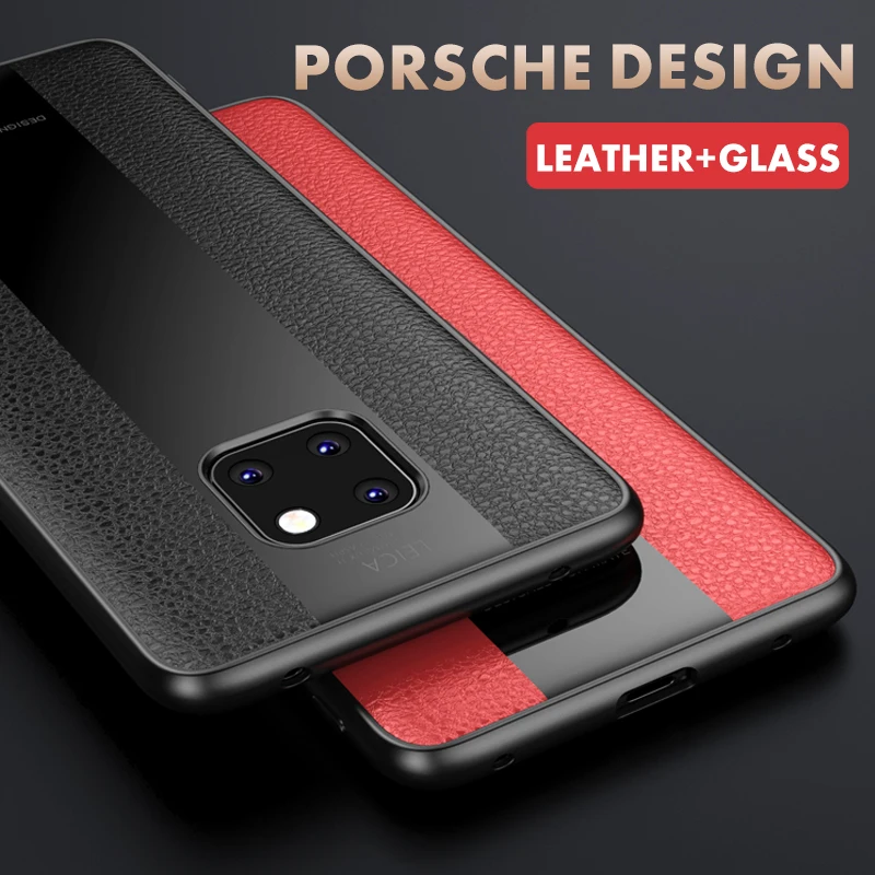 

ADKO Mate 10 Luxury Skinned PU Leather Glass Case For Huawei Mate 20 Pro 10 9 Pro RS TPU Soft Cover Case Anti-knock