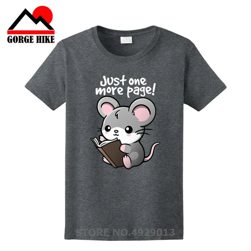 Новые футболки Kawaii Mouse Just One More Page book lover футболка с короткими рукавами круглым
