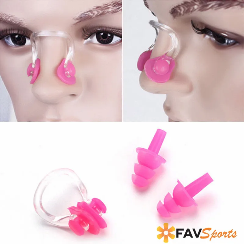 FAVSPORTS 3Pcs Nose/Ear Clips Waterproof Soft Silicone Swimming Ear Plugs Noise Clip Set Water Sports Swimming Pool Accessories